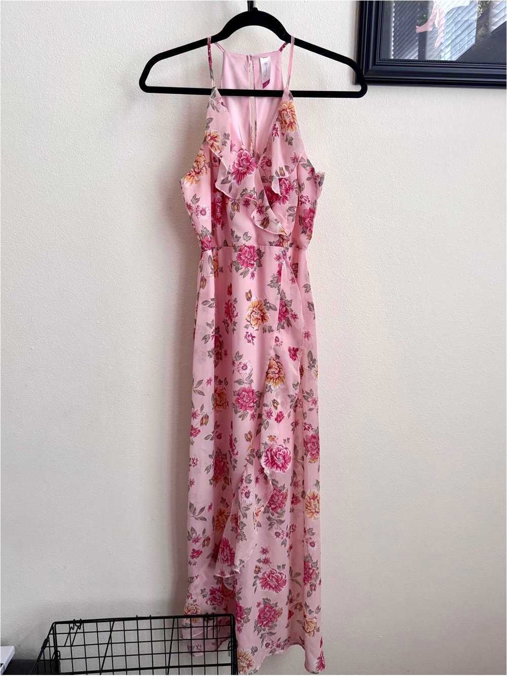 No Boundaries Pink Floral Ruffle Maxi Dress